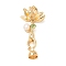 Brass Natural Pearl Enamel Fold Over Clasps, Cadmium Free & Nickel Free & Lead Free, Lotus, Real 18K Gold Plated, Gold, 40mm