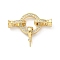 Brass Micro Pave Clear Cubic Zirconia Fold Over Clasps, Cadmium Free & Nickel Free & Lead Free, Flat Round, Golden, 33mm