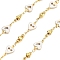 Brass Heart Link Chains, with Enamel, Cadmium Free & Nickel Free & Lead Free, Real 18K Gold Plated, Soldered, with Spool, White, 11x7x2.5mm