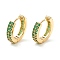 Cubic Zirconia Chunky Hinged Huggie Hoop Earrings for Women, Real 18K Gold Plated Brass Jewelry, Cadmium Free & Nickel Free & Lead Free, Lime Green, 18.5x4mm, Pin: 1mm