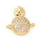 Brass Micro Pave Cubic Zirconia Connector Charms, Cadmium Free & Nickel Free & Lead Free, Pineapple, Real 18K Gold Plated, 17x15.5x4.5mm, Hole: 1.5mm