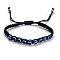 Unisex Adjustable Handmade Polyester Cord Braided Bead Bracelets, with Evil Eye Resin Beads, Black