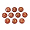 10Pcs 10 Styles Natural Red Jasper Cabochons, Flat Round with Gold Stamping Pattern, 18~18.5x4.5~6mm, 1pc/style