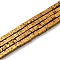 Electroplated Natural Lava Rock Beads Strands, Cube, Golden Plated, 3x3x3mm, Hole: 1~1.2mm, about 133pcs/strand, 16.14''(41cm)