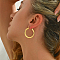 Stainless Steel Classic Elegant Irregular Texture Large Ring Hoop Earrings, Golden, 35mm