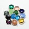 Silver Color Plated Brass Glass Links connectors, Flat Round, Mixed Color, 14.5x8.5x3mm, Hole: 2mm
