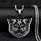 Non-Tarnish 201 Stainless Steel Pendant Necklaces, Cat, Stainless Steel Color, 19.61 inch(49.8cm)