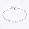 Tarnish Resistant 304 Stainless Steel Anklets, with Lobster Claw Clasps, Round Beads and Twist Chain, Stainless Steel Color, 9 inch(230mm), 1.5mm