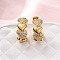 Brass Micro Pave Clear Cubic Zirconia Stud Earrings, Heart, Cadmium Free & Lead Free, Rack Plating, Long-Lasting Plated, Golden, 19.5x8mm