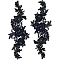3D Flower Polyester Embroidery Costume Accessories, with Plastic, Applique Patch, Sewing Craft Decoration, Black, 401x137x3mm
