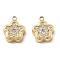 304 Stainless Steel Micro Pave Cubic Zirconia Charms, Flower, Ion Plating(IP), Real 18K Gold Plated, 10x8x2.5mm, Hole: 1mm
