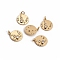 Brass Micro Pave Clear Cubic Zirconia Pendants, with Jump Rings, Flat Round, Golden, 17.5x15x3mm, Hole: 3.5mm