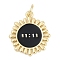 Sun with 11:11 Brass Enamel Pendants, with Jump Ring, Cadmium Free & Lead Free, Long-Lasting Plated, Rack Plating, Real 18K Gold Plated, Black, 19x16x1.5mm, Hole: 3mm