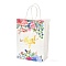 Gold Stamping Rectangle Paper Bags, with Handle, for Gift Bags and Shopping Bags, Word Thank you, Flower Pattern, 14.9x8.1x21cm
