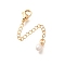 Brass End with Chain, with ABS Plastic Imitation Pearl, Cadmium Free & Nickel Free & Lead Free, Real 18K Gold Plated, 65mm