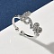 Brass Micro Pave Cubic Zirconia Cuff Rings, Word love, Long-Lasting Plated, Rack Plating, Lead Free & Cadmium Free, Platinum, 8mm
