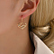 Fashionable Fringed Heart Tassel Brass Hoop Earrings, with Clear Cubic Zirconia, Real 18K Gold Plated, 27x18mm