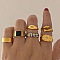Zinc Alloy Enamel Ring Set, Include Finger Rings/Cuff Rings, Mixed Style, Golden, Inner Diameter: 17~18mm