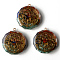 Flat Round Epoxy Resin Pendants, with Natural Amethyst & Lapis Lazuli & Sodalite & Green Aventurine & Tiger Eye & Carnelian & Red Jasper Chips inside, and Brass Sticker, Chakra Theme, 39.5x35x10.5~11.5mm, Hole: 1.8mm