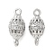 Brass Micro Pave Cubic Zirconia Connector Charms, Cadmium Free & Nickel Free & Lead Free, Grenade Shape, Platinum, 14.5x6mm, Hole: 1.4mm