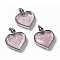 Glass Bottle Pendants, with Natural Rose Quartz Chips and Platinum Plated Alloy Findings, Heart, 40x32.5x11mm, Hole: 8x5mm