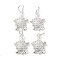 Rack Plating Brass Micro Pave Cubic Zirconia Pendants, with Jump Ring, Tortoise, Silver, 13x8x2.5mm, Jump Ring: 5x0.8mm, Inner Diameter: 3.4mm