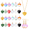 24Pcs 12 Colors Spray Painted Glass Pendants, with Golden Plated Iron Bails, Imitation Jade, Heart, Mixed Color, 22x20.5x7mm, Hole: 6x2mm, 2pcs/color