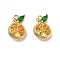 Brass Micro Pave Cubic Zirconia Charms, Cadmium Free & Nickel Free & Lead Free, Orange, Real 18K Gold Plated, Gold, 14x9x5mm, Hole: 1.2mm