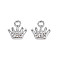 304 Stainless Steel Charms, with Crystal Rhinestone, Crown, Stainless Steel Color, 11.5x11x2mm, Hole: 2mm