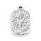 Non-Tarnish 304 Stainless Steel Pendants, Rectangle with Star Charms, Stainless Steel Color, 18x10x2mm, Hole: 1.2mm