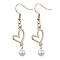 304 Stainless Steel Dangle Earrings, with Shell Pearl and Alloy Findings, Golden, 49x13mm