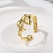 Irregular 304 Stainless Steel Open Cuff Rings, Real 18K Gold Plated, 11mm, Adjustable