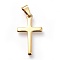 304 Stainless Steel Pendants, Religion Theme, Cross, Ion Plating(IP), Golden, 33x19x2mm, Hole: 7x4mm