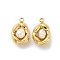304 Stainless Steel Charms, Nuggets Charm, with ABS Plastic Imitation Pearl, Ion Plating(IP), Real 18K Gold Plated, 14x8.5x6mm, Hole: 1.5mm