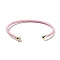 Stainless Steel Cuff Bangle Making, with Golden Tone Brass Finding, for Half Drilled Beads, Pink, Inner Diameter: 1-3/4x2-3/8 inch(4.6x6cm), Pin: 1mm