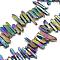 Plated Natural Quartz Crystal Beads Strands, Nuggets, Multi-color Plated, 10~36x4~10x4~10mm, Hole: 1mm, about 75~80pcs/strand, 15.7 inch