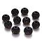 Painted Natural Wood Beads, Laser Engraved Pattern, Round with Flower Pattern, Black, 10x9mm, Hole: 3mm