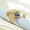 Flower 304 Stainless Steel Paua Shell Finger Rings for Women, Ion Plating(IP), Real 18K Gold Plated, 26.5x40mm, Inner Diameter: 17mm