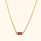 Birthstone Style Brass Cubic Zirconia Rectangle Pendant Necklaces for Women, Golden, Medium Violet Red, 15.75 inch(40cm)