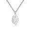 Tarnish Resistant 201 Stainless Steel Pendants Necklaces, Feather, Stainless Steel Color, 16.3 inch(40cm)x1mm