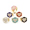 Hexagon with Heart Clear Cubic Zirconia Wide Band Ring for Girl Women, Real 18K Gold Plated Brass Enamel Open Cuff Ring, Mixed Color, US Size 6 3/4(17.1mm)