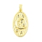 Brass Micro Pave Clear Cubic Zirconia Pendants, Cadmium Free & Nickel Free & Lead Free, Real 18K Gold Plated, Oval, 28.5x14.5x2mm, Hole: 4.8x2.5mm