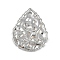 Brass Micro Pave Clear Cubic Zirconia Pendants, Cadmium Free & Nickel Free & Lead Free, Teardrop, Real Platinum Plated, 19x15x1.5mm, Hole: 1.4mm