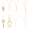 8Pcs 8 Style Triangle & Leaf & Flat Round & Rectangle Alloy Pendant Necklace with Cable Chains, Double Layered Necklace for Women, Golden, 18.39~34.25 inch(46.7~87cm), 1Pc/style
