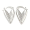 Heart Shape Brass Micro Pave Clear Cubic Zirconia Thick Hoop Earrings, Long-Lasting Plated, Cadmium Free & Lead Free, Platinum, 25.5x17x4.5mm