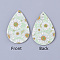 PU Leather Big Pendants, teardrop, with Flower Pattern, Light Green, 55x35x2mm, Hole: 2mm