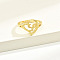 Brass Alphabet Adjustable Rings for Women, Cadmium Free & Nickel Free & Lead Free, with Heart, Letter L, 17mm, US Size 6 1/4(16.7mm)