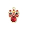 Alloy Enamel Pendants, with Resin, Cadmium Free & Nickel Free & Lead Free, Lion Dance Charm, Golden, Rack Plating, Red, 19.5x13.5x4.5mm, Hole: 1.6mm
