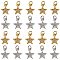 20Pcs Brass Micro Pave Cubic Zirconia Charms, Star, Clear, Platinum & Golden, 12.5x10x2mm, Hole: 3mm, 10pcs/color