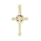 Real 18K Gold Plated Brass Micro Pave Cubic Zirconia Pendants, Cadmium Free & Nickel Free & Lead Free, Cross with Jesus, Colorful, 28x17.5x3mm, Hole: 3.6x4.3mm